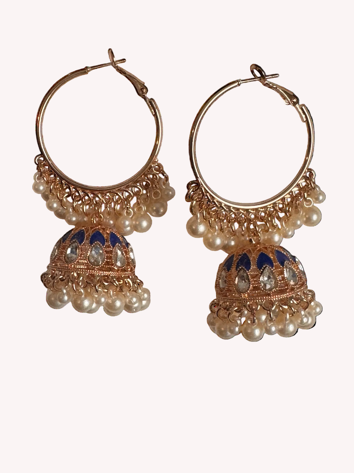 Jhumka Bali - with Pearls Blue