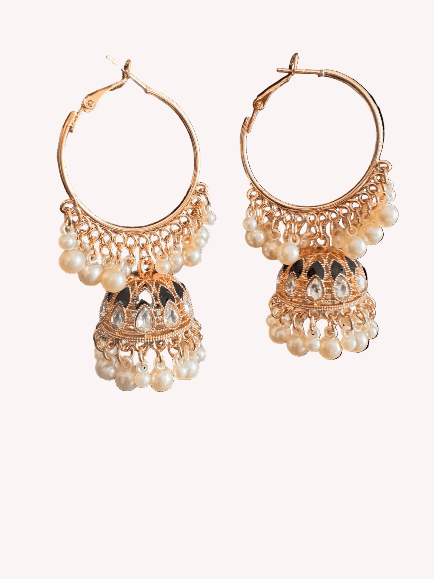 Jhumka Bali - with Pearls Black - Khushi Boutique