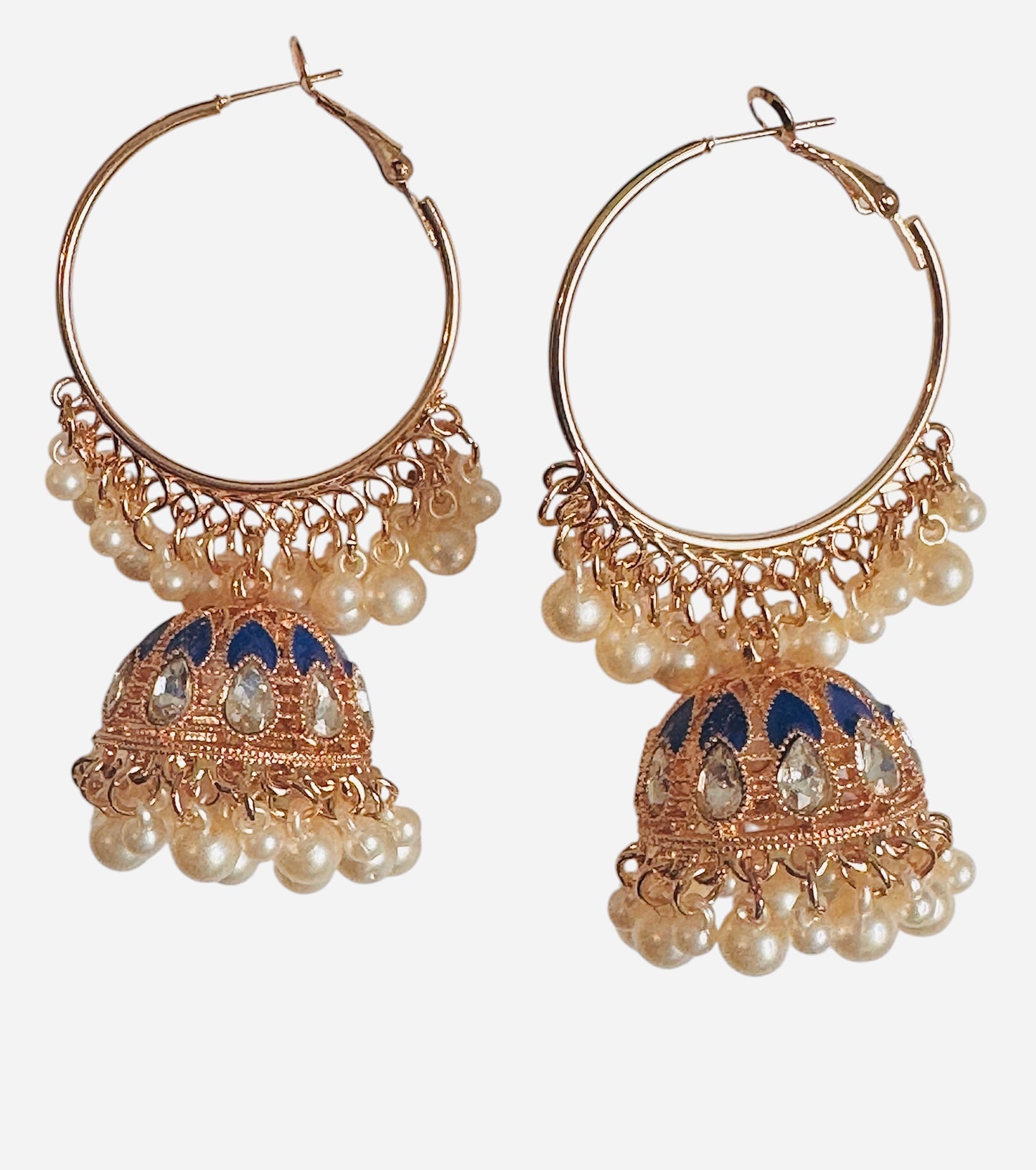 Jhumka Bali - with Pearls Blue - Khushi Boutique