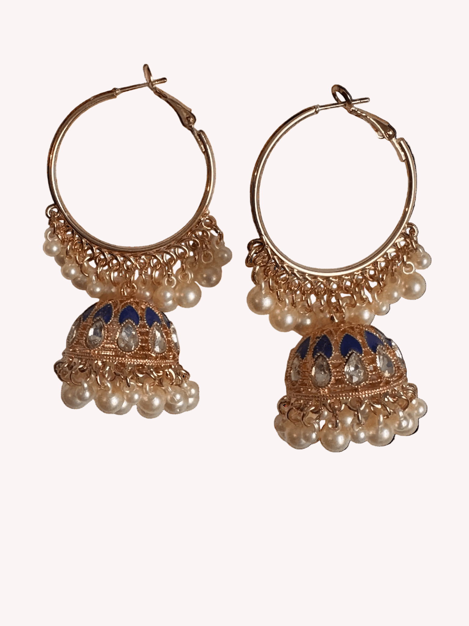 Jhumka Bali - with Pearls Blue - Khushi Boutique