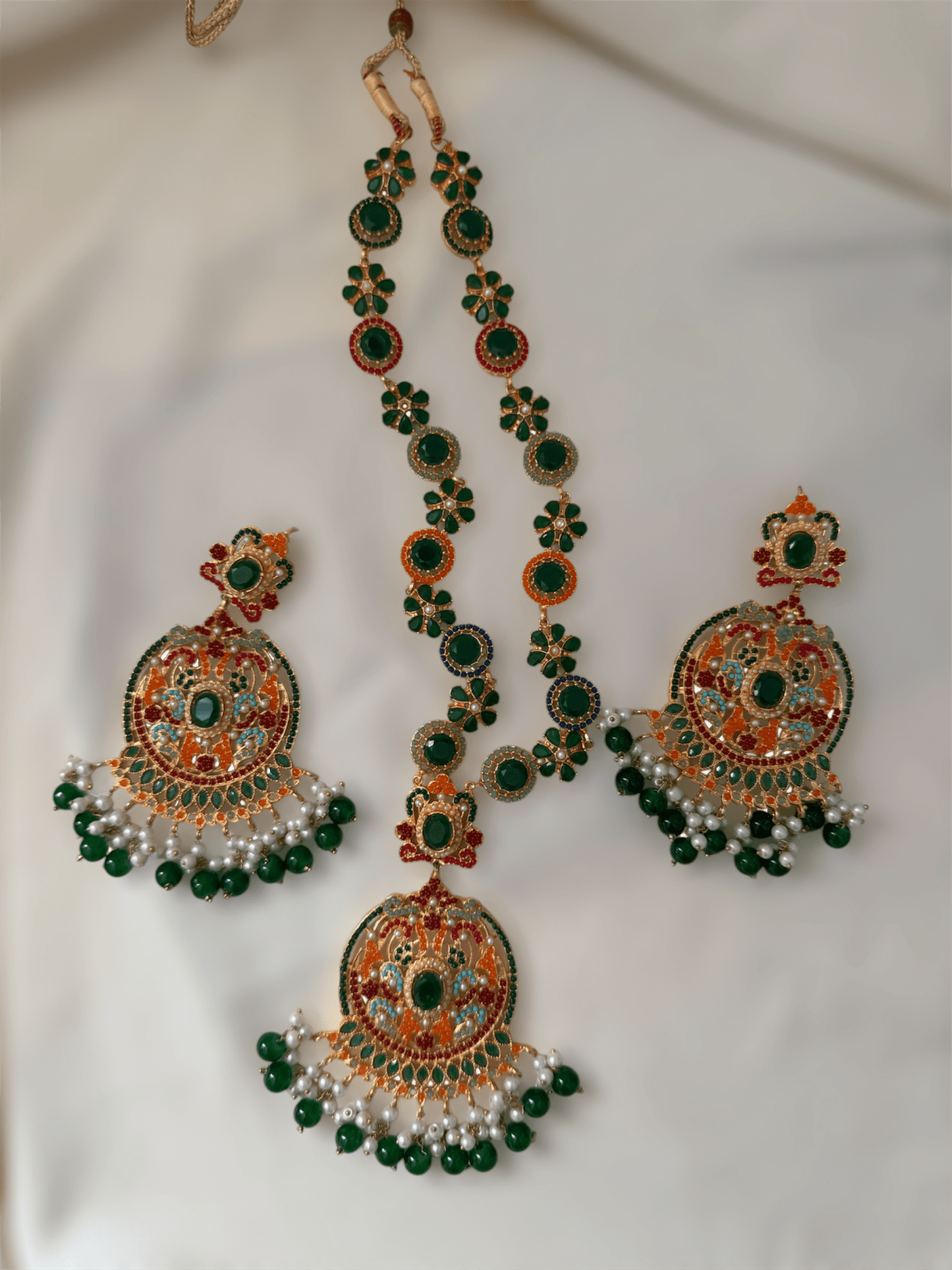 Mala Set Green - Necklace - Khushi Boutique