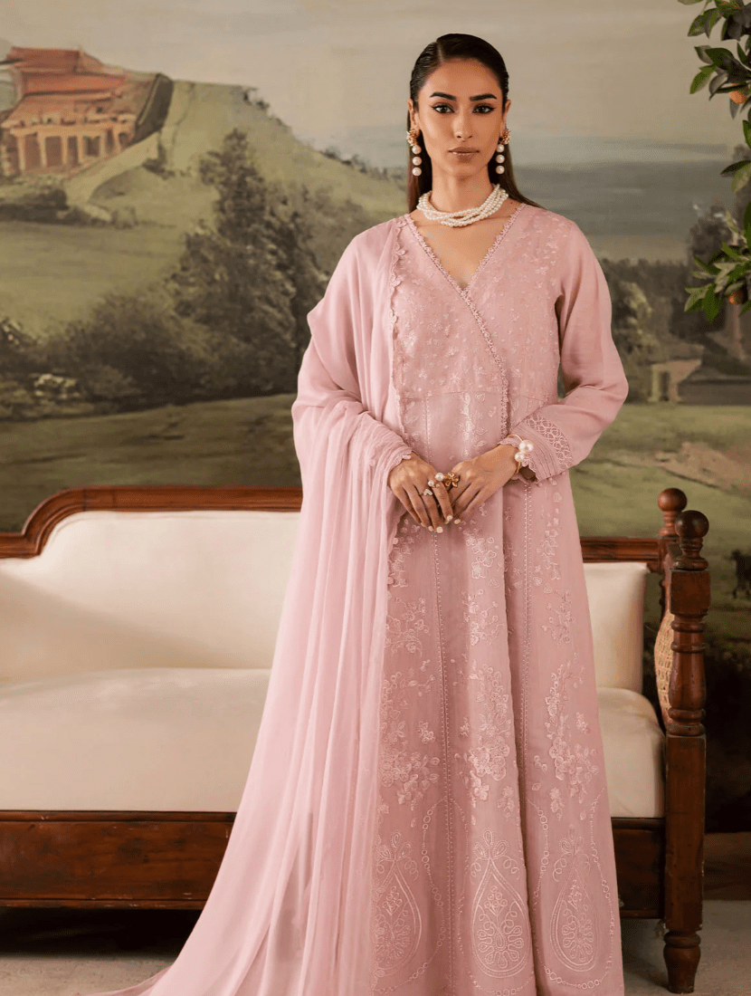 Pink Frock - Nureh - Khushi Boutique
