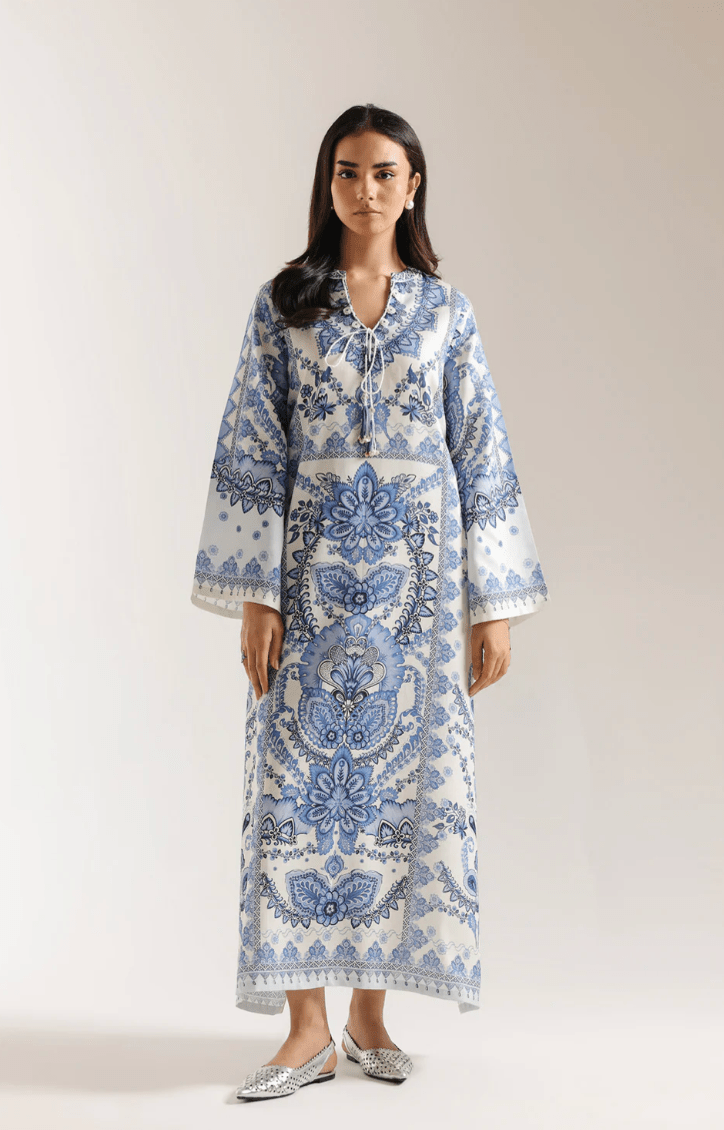 Printed Dress - Light Aqua - Khushi Boutique