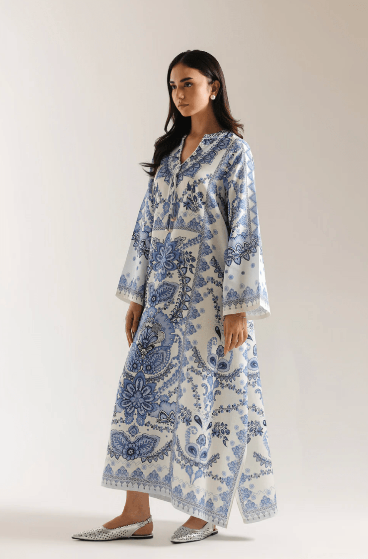 Printed Dress - Light Aqua - Khushi Boutique