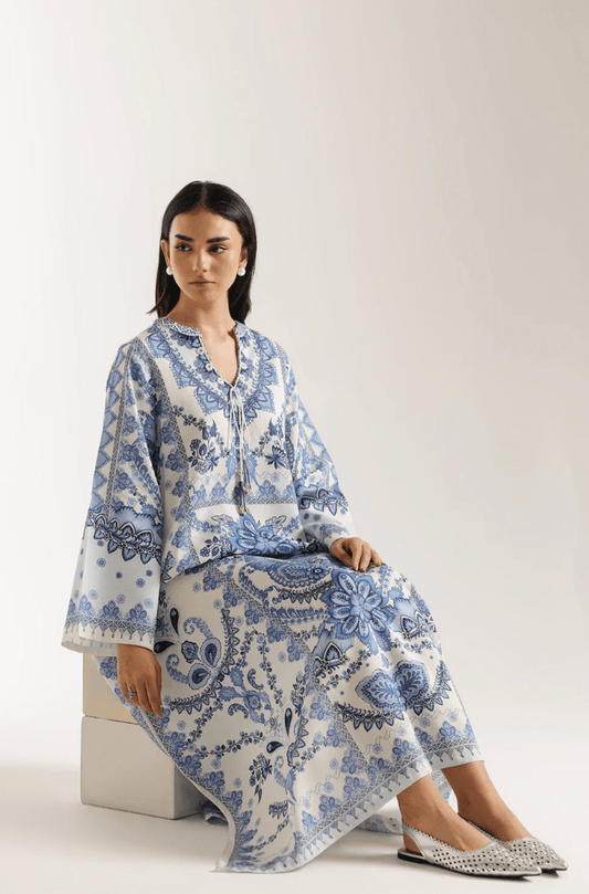 Printed Dress - Light Aqua - Khushi Boutique