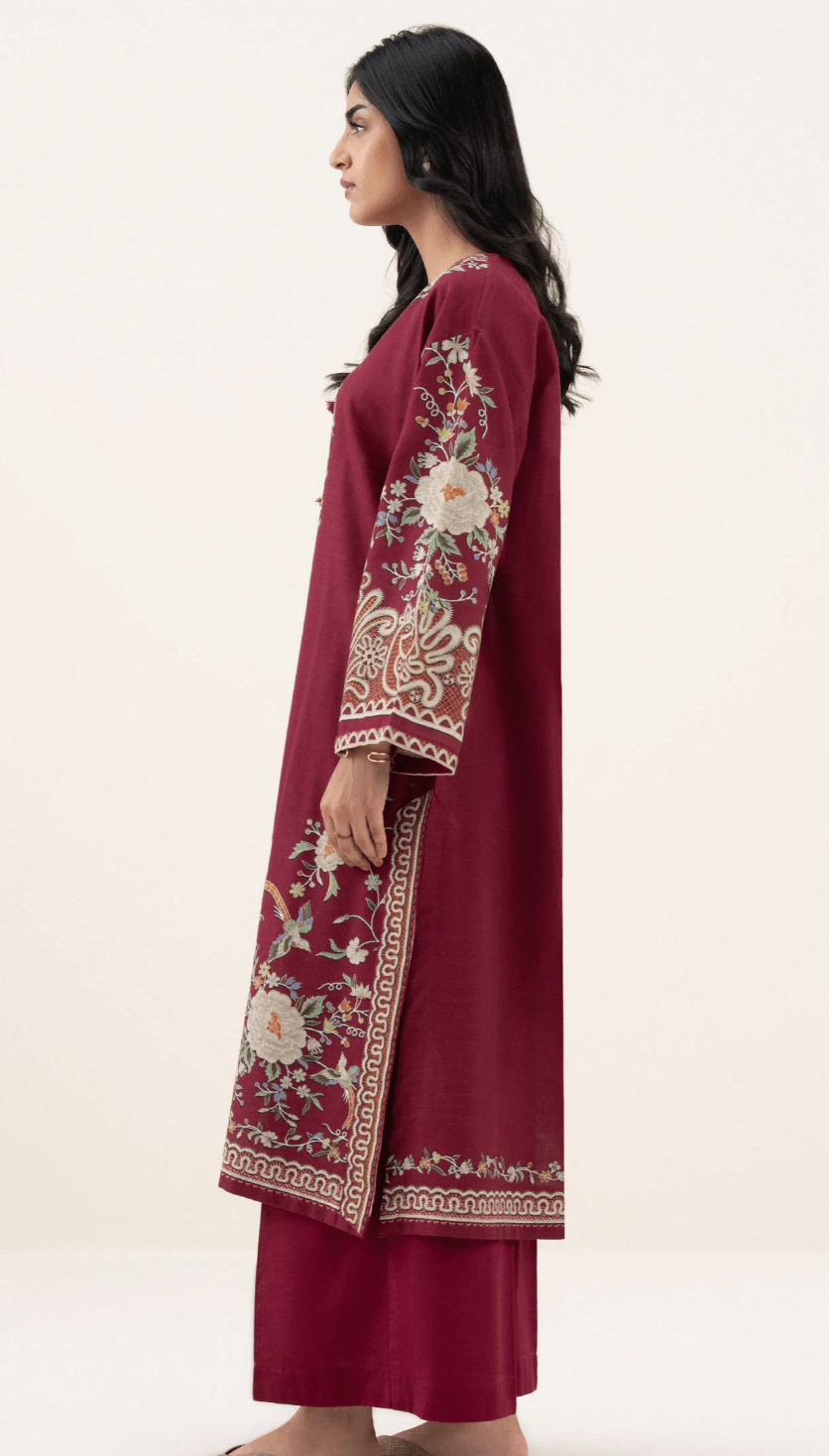 Printed Khaddar Shirt Pink - Sapphire - Khushi Boutique