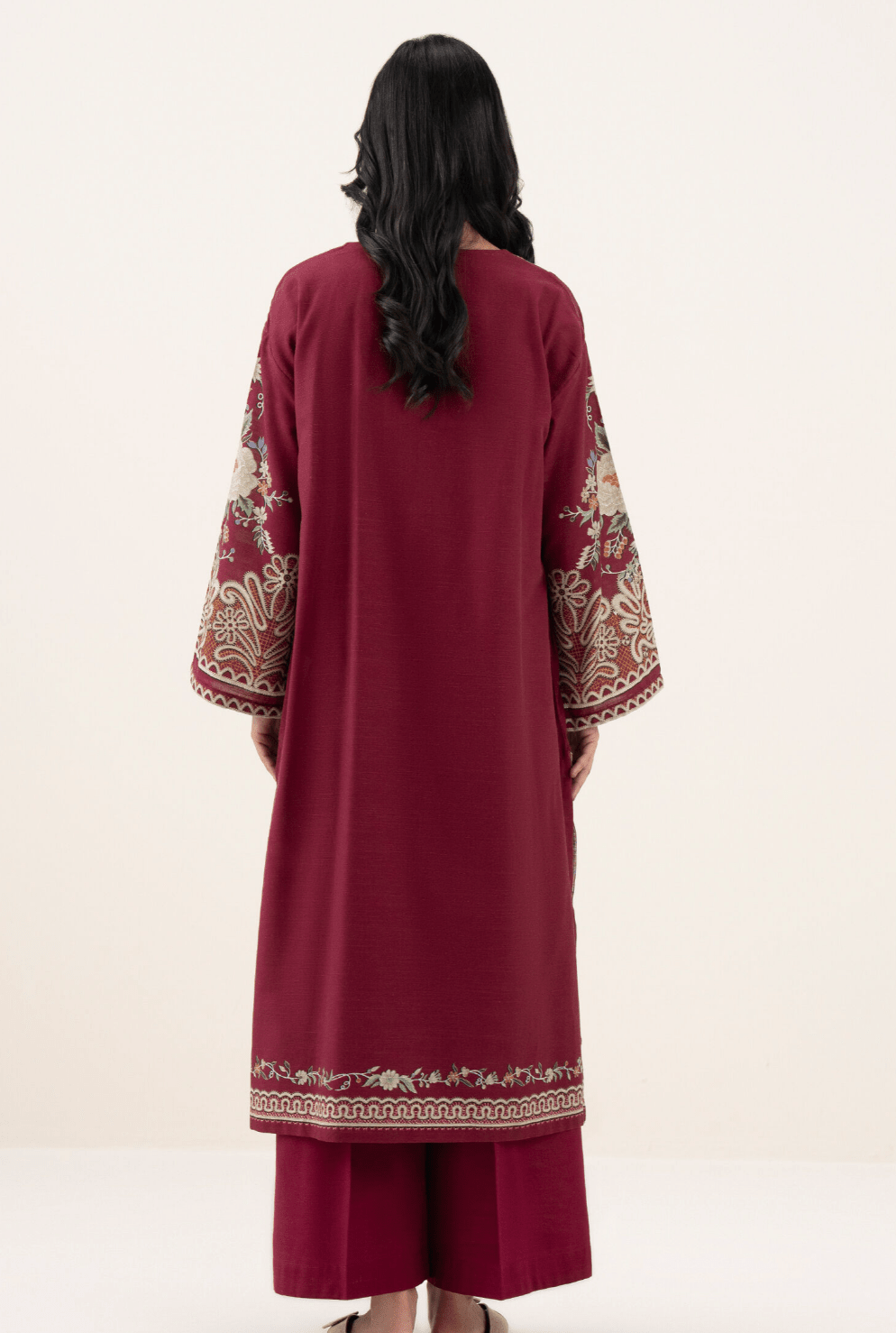 Printed Khaddar Shirt Pink - Sapphire - Khushi Boutique