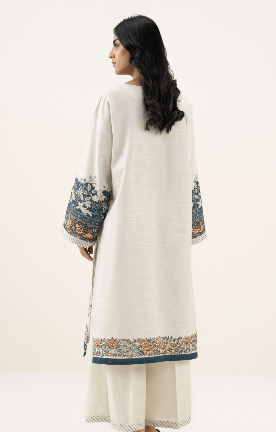 Printed Khaddar Shirt - Sapphire - Khushi Boutique