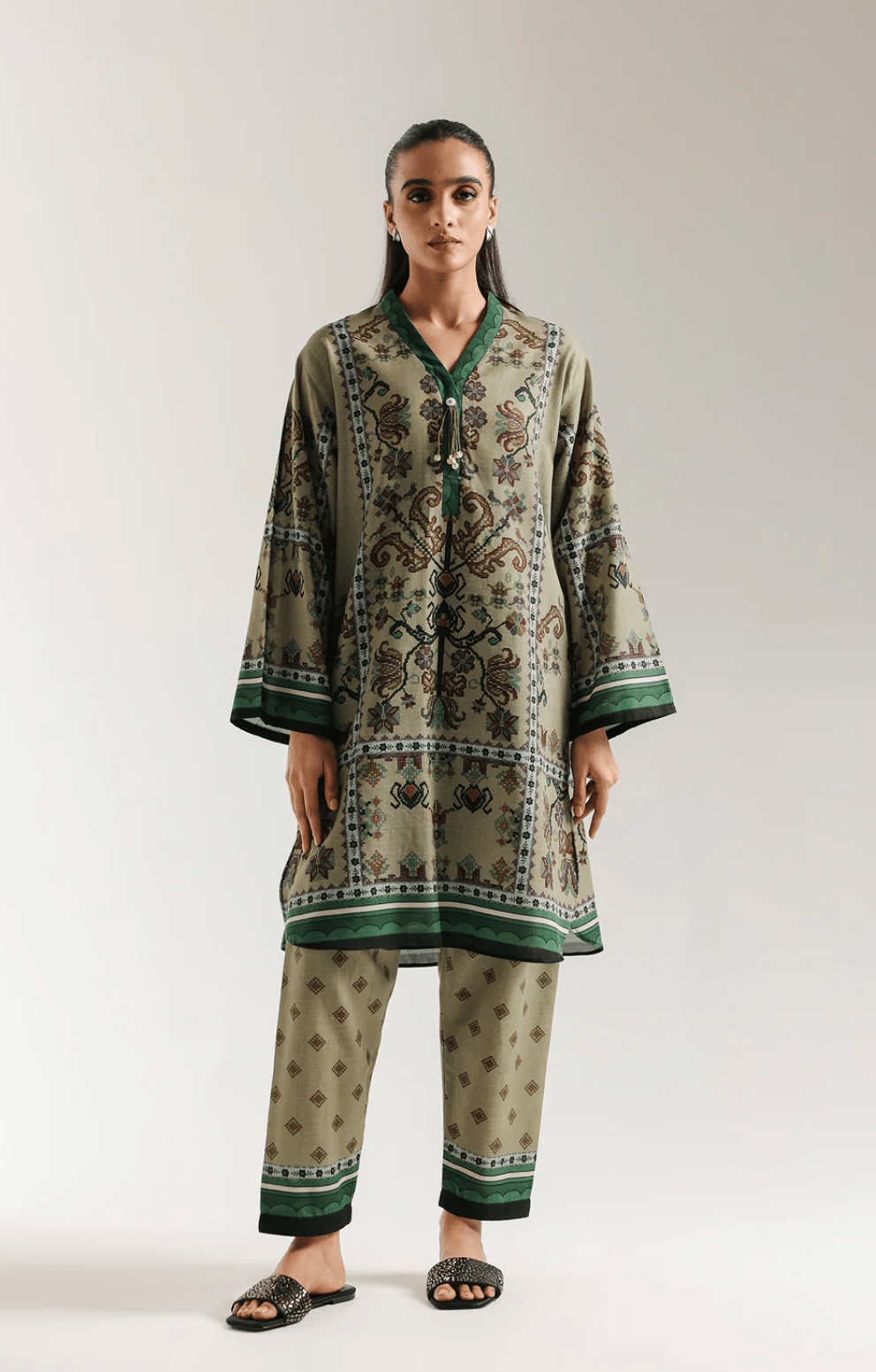 Printed Suit Green - ETHNC - Khushi Boutique