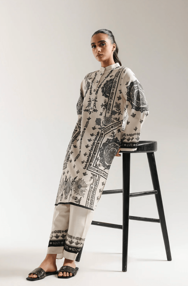 Printed Suit - Stone - Khushi Boutique