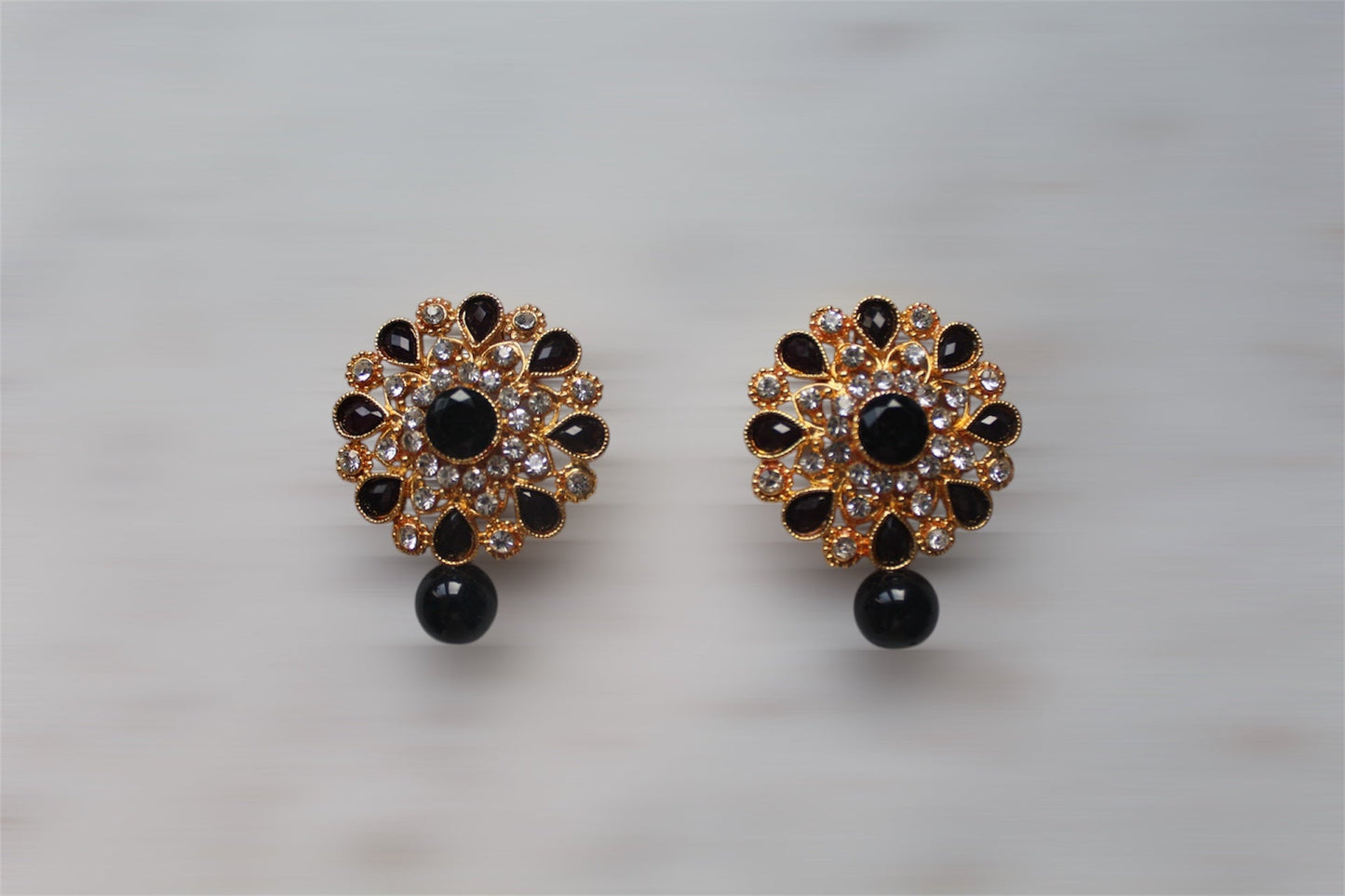 Studs with Black Pearl - Black - Khushi Boutique