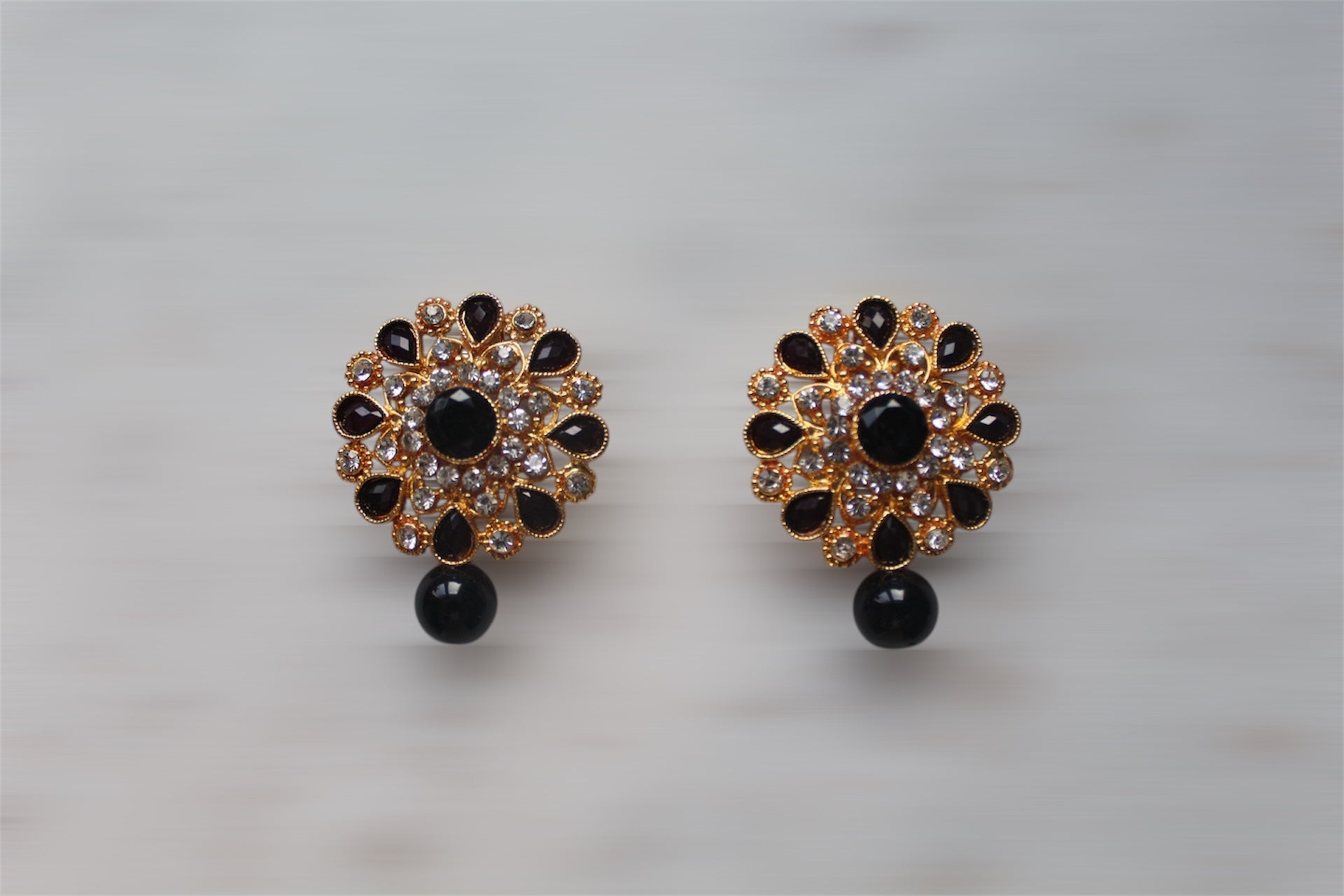 Studs with Black Pearl - Black - Khushi Boutique