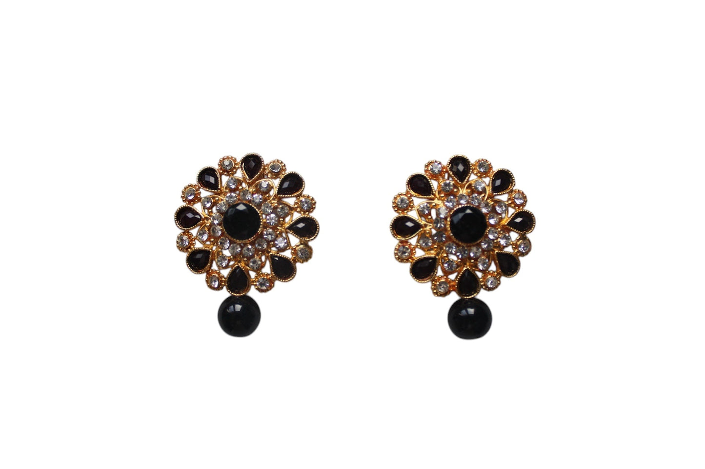 Studs with Black Pearl - Black - Khushi Boutique