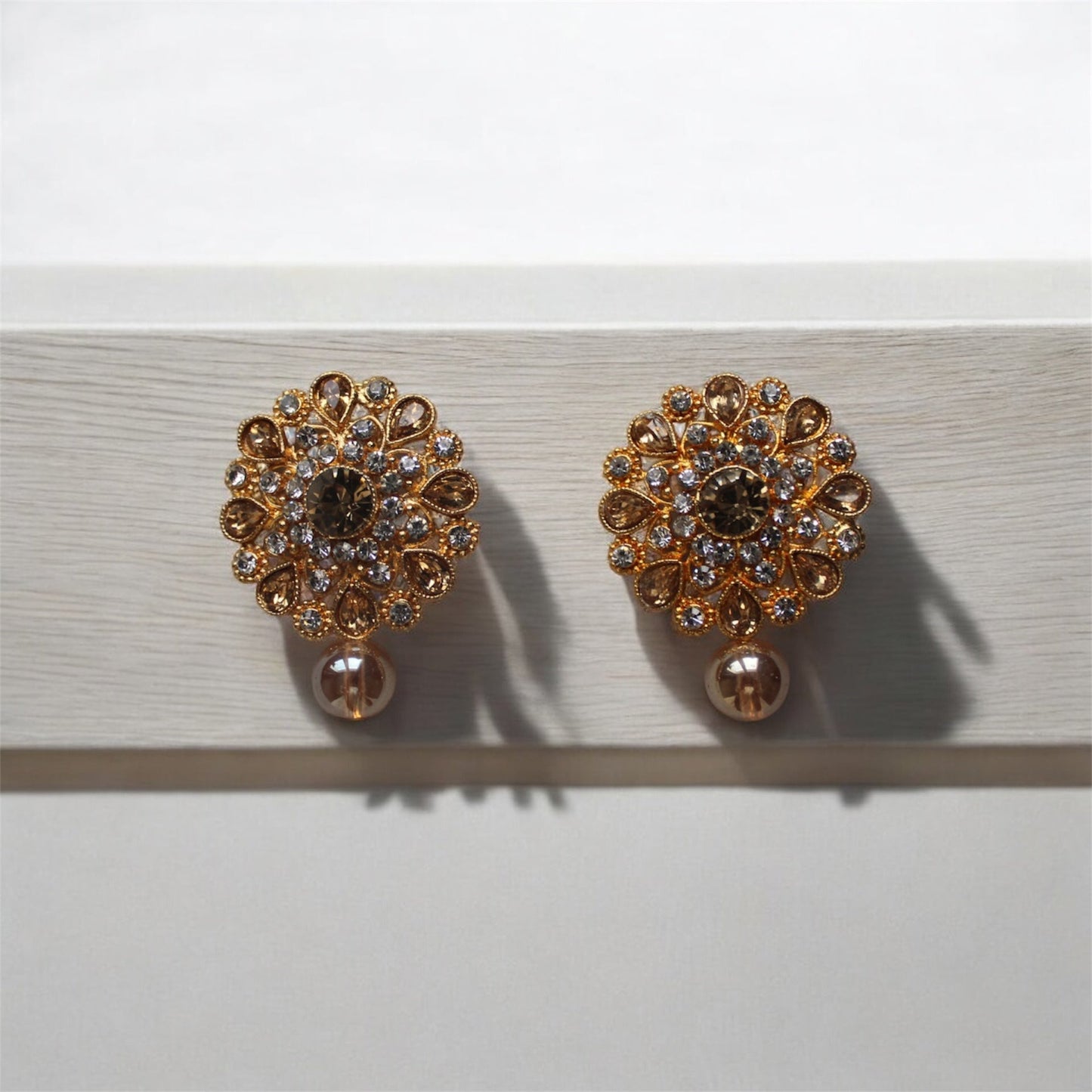 Studs with Gold Pearl - Gold - Khushi Boutique