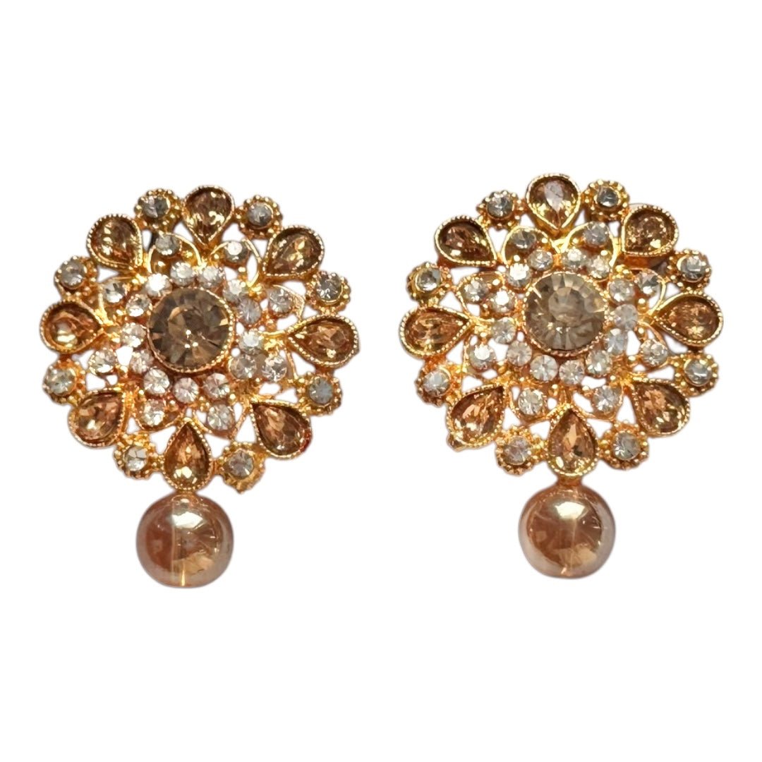 Studs with Gold Pearl - Gold - Khushi Boutique