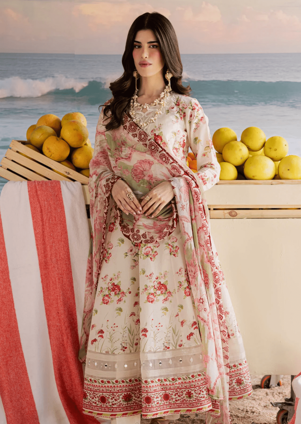 White Flower Frock - Nureh - Khushi Boutique