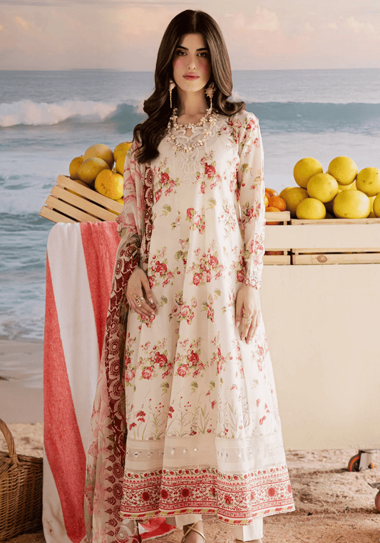 White Flower Frock - Nureh - Khushi Boutique