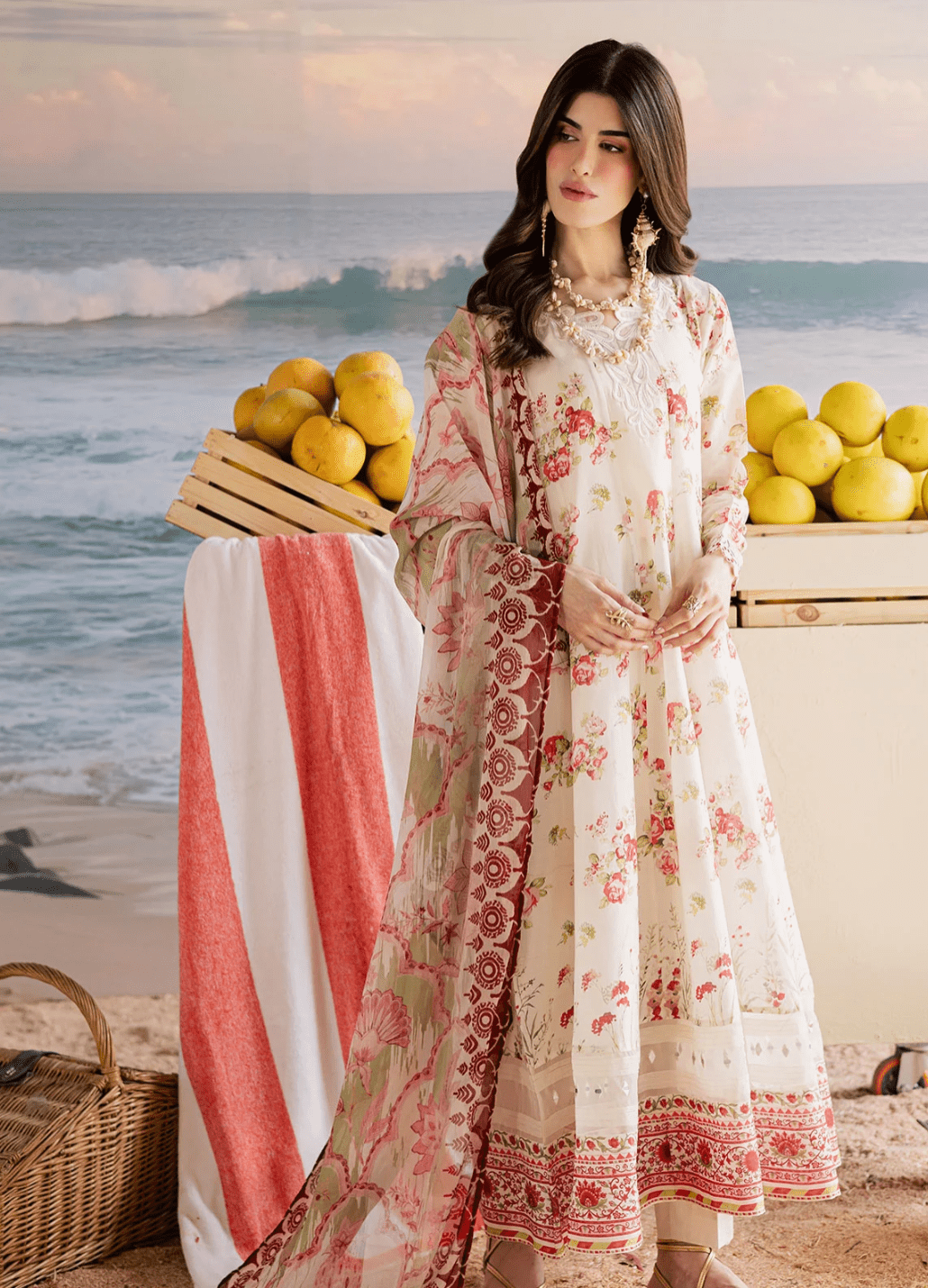 White Flower Frock - Nureh - Khushi Boutique