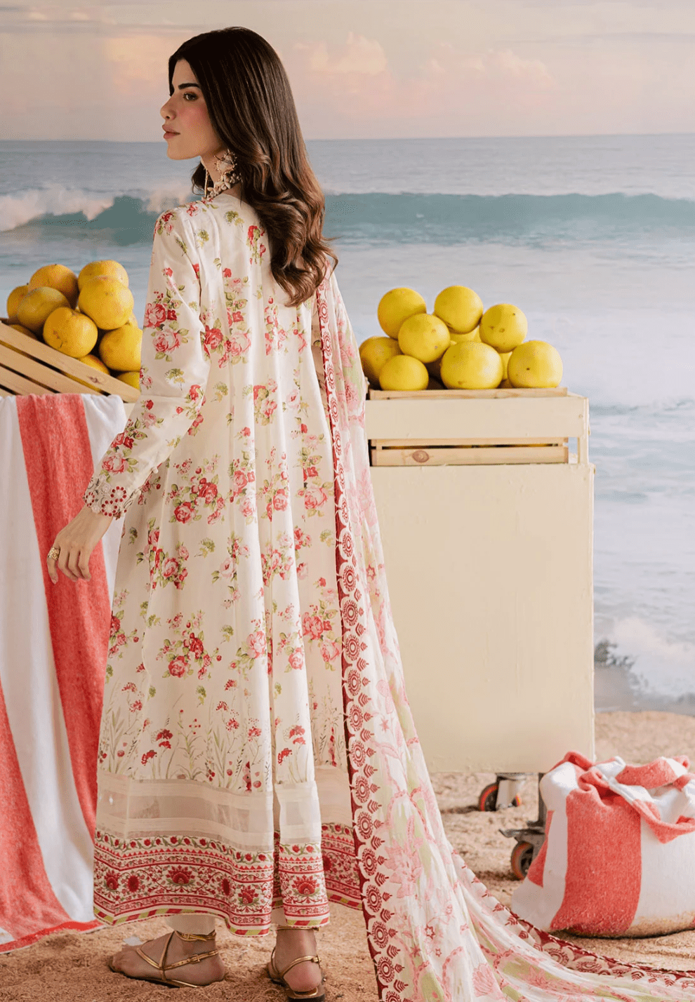 White Flower Frock - Nureh - Khushi Boutique